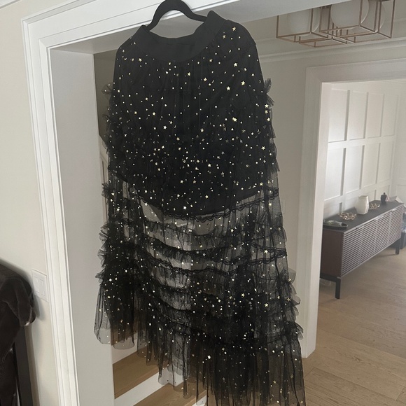 KATE HEWKO - Black & Gold Star Tiered Tulle Constellations Skirt - One Size - Picture 6 of 14